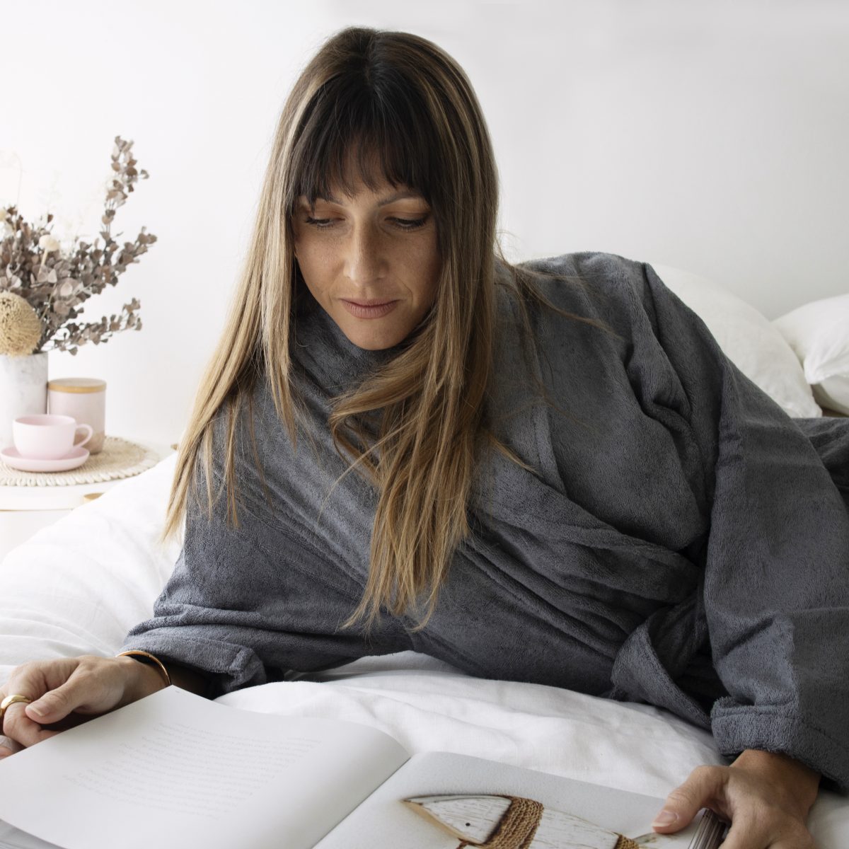 CHARCOAL BAMBOO BATHROBE SM BAMBOO BATHROBE