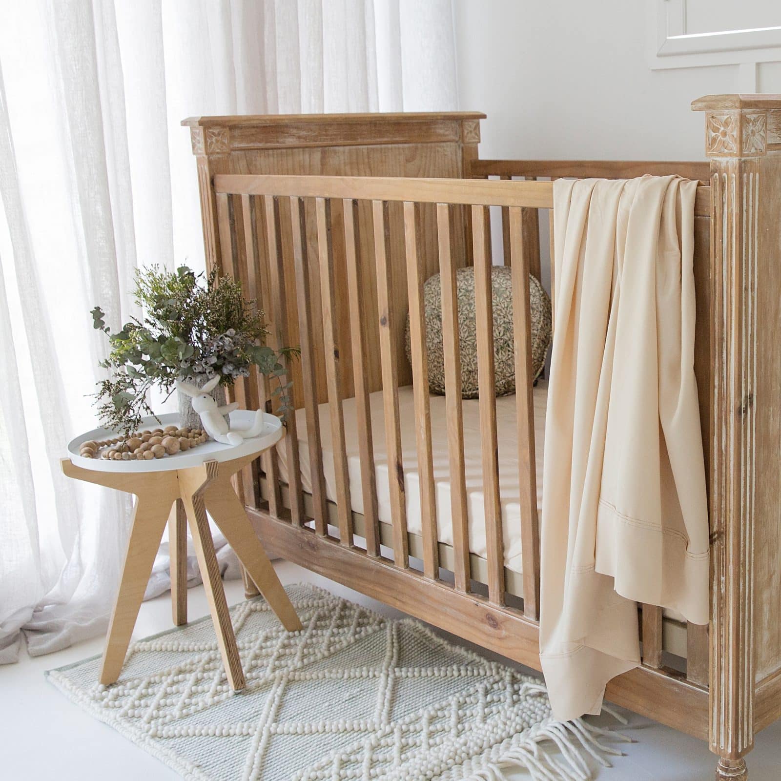 BABY BAMBOO COT SHEET SET LATTE