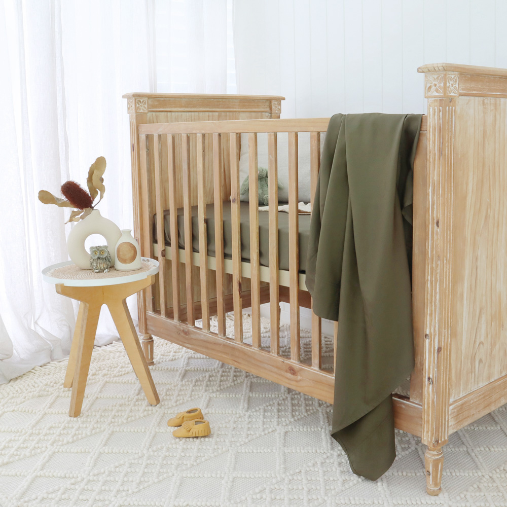 Olive Bamboo Cot Sheet 1