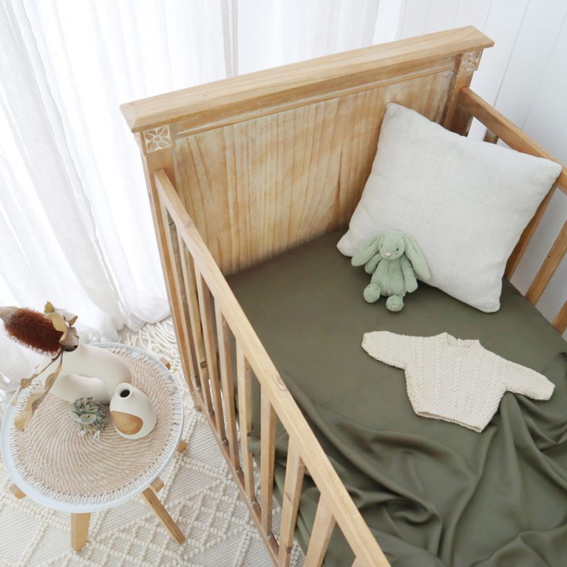 Olive Bamboo Cot Sheet 2